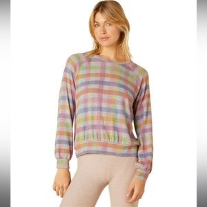 NWT Beyond Yoga Plaid Relaxed Raglan Pullover size Medium